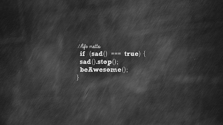 black background with text overlay, code, programming, sadness