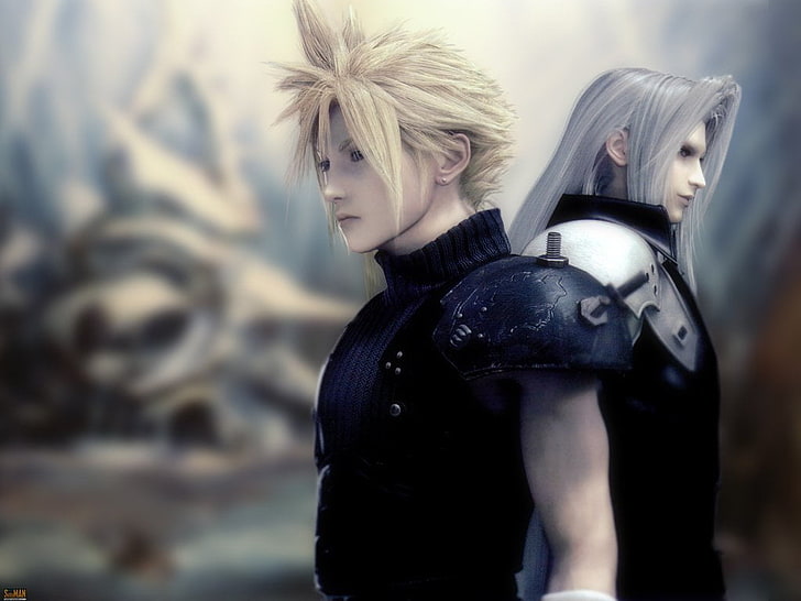 two Final Fantasy characters illustration, Final Fantasy VII