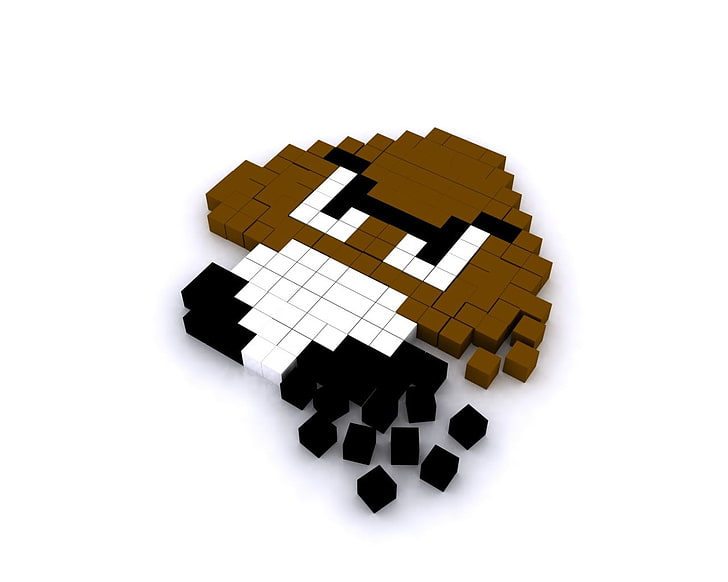 brown, white, and black Minecraft Super Mario brown and white Mushroom
