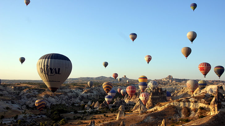 assorted-color hot air balloon lot, hot air balloons, Turkey, HD wallpaper