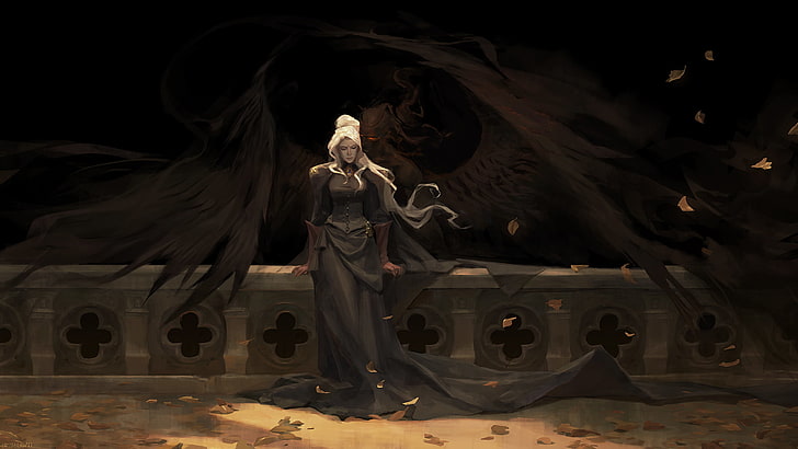 female with wings fictional character wallpaper, fantasy art