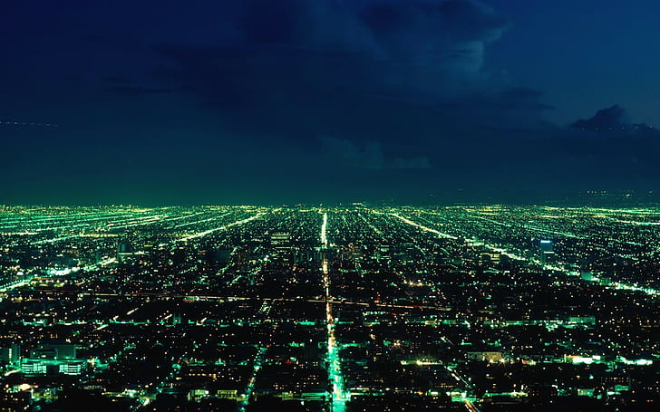 landscape, cityscape, night, city lights