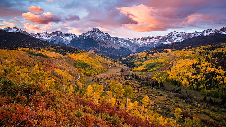 autumn colors, autumn landscape, san juan mountains, sneffels range, HD wallpaper
