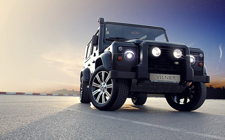 Vilner Land Rover Defender, black Jeep SUV, Cars, transportation, HD wallpaper