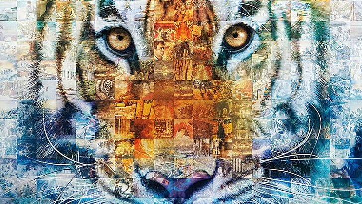 Life of Pi, tiger, animals, movies, collage