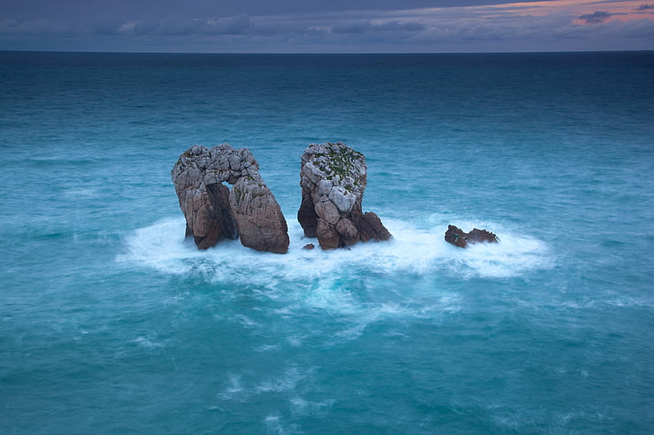 sea, rocks, horizon, nature, water, horizon over water, scenics - nature, HD wallpaper