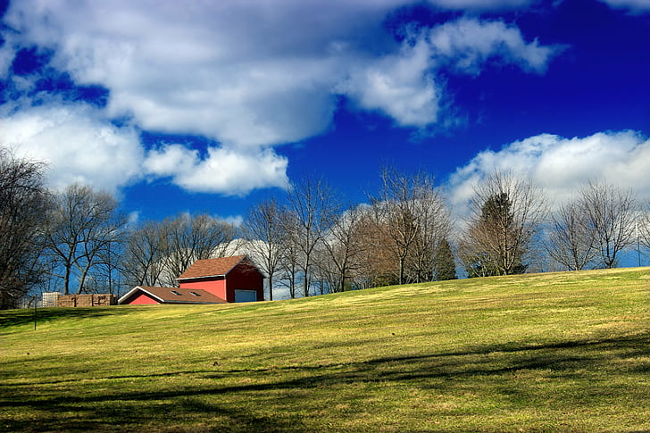 photography of red house, Perimeter, Trail, Pennsylvania, Northampton County, HD wallpaper
