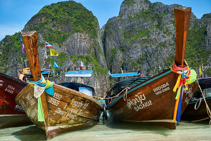 amazing, beautiful, blue, boat, holiday, island, journey, landscape, HD wallpaper