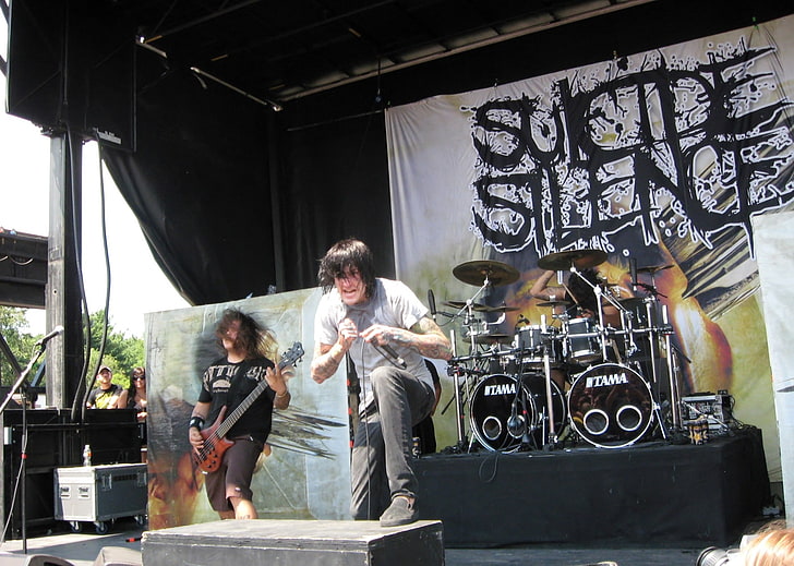 Deathcore, Suicide Silence, Mitch Lucker, two people, indoors