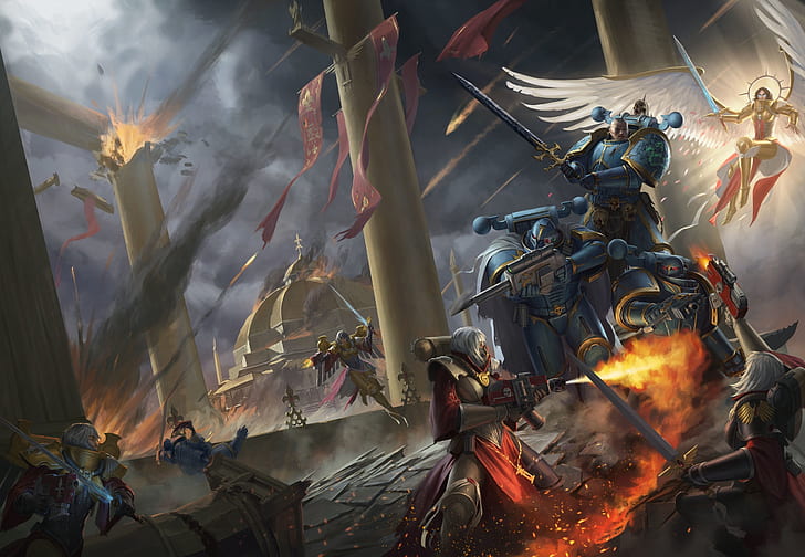 Warhammer, Warhammer 40K, Angel, Battle, Space Marine, Sword, HD wallpaper