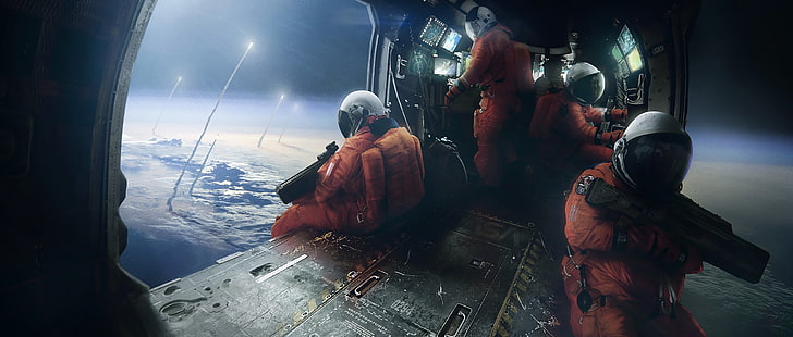 astronauts wallpaper, science fiction, space, group of people, HD wallpaper