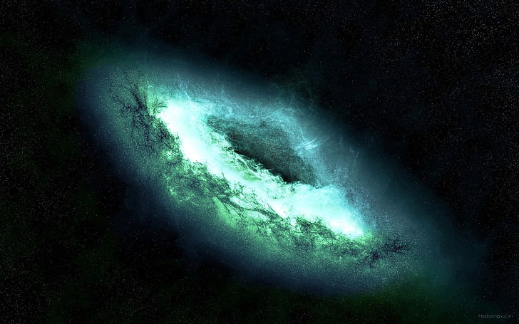 nebula, digital art, space, space art, galaxy, glowing, water, HD wallpaper