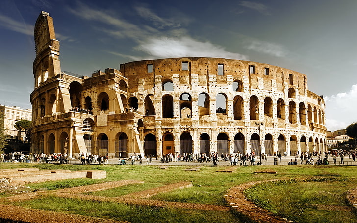 Gladiators gate Colosseum arena, italy, rome, architecture, coliseum