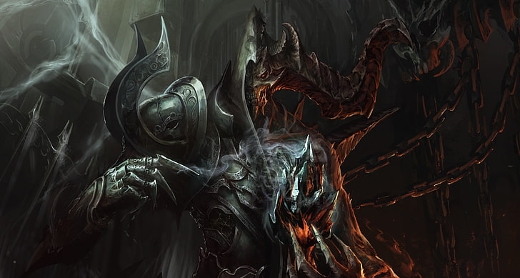silver steel monster, artwork, video games, Diablo III, Diablo 3: Reaper of Souls, HD wallpaper