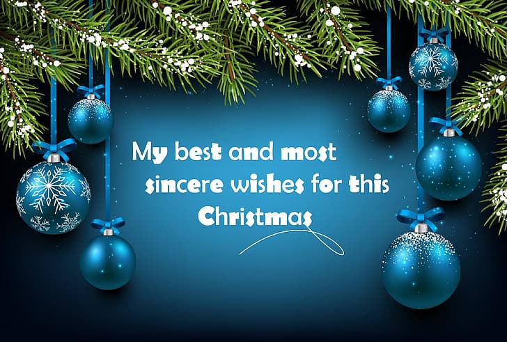 Christmas, Christmas Greeting, Christmas ornaments, quote, HD wallpaper
