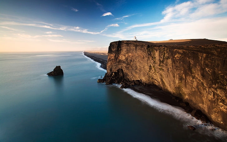 cliff near body of water, landscape, sea, sky, nature, scenics - nature, HD wallpaper