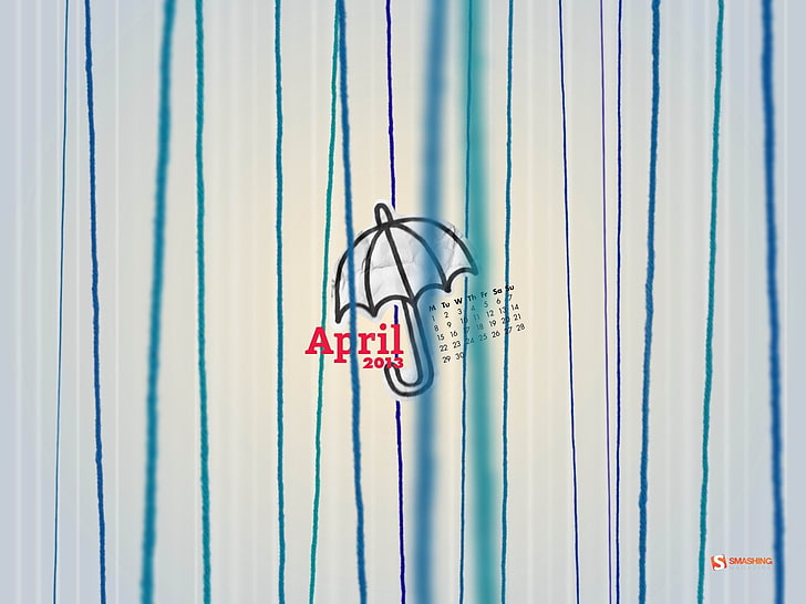 Umbrella In The Rain-April 2013 calendar desktop w.., April 2015 calendar vector art
