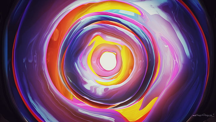Lacza, vortex, digital art, abstract, colorful, circle, spiral, HD wallpaper