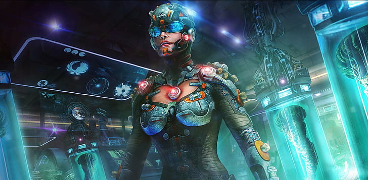 artwork, futuristic, science fiction, robot, cyborg