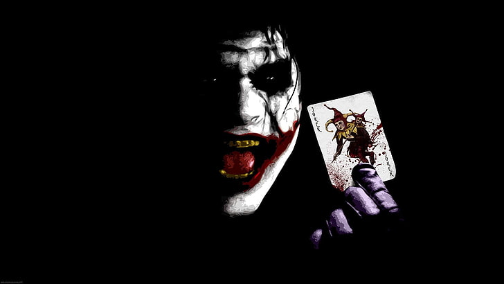 The Joker digital wallpaper, black, movies, DC Comics, playing cards, HD wallpaper