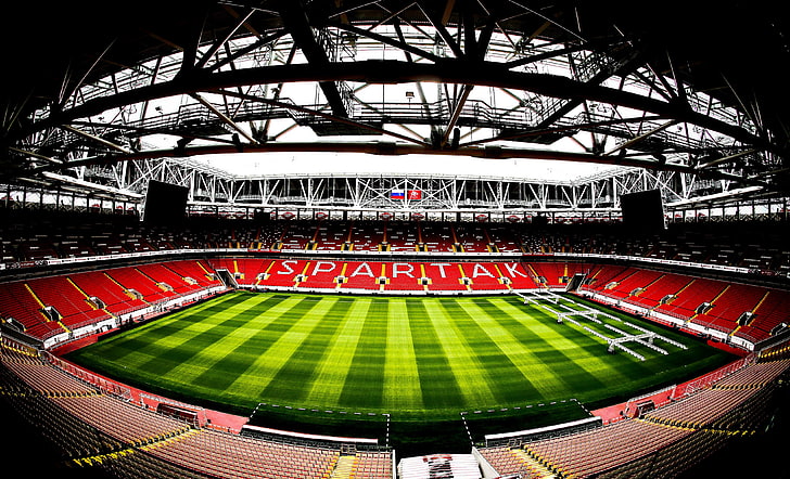 football stadium, Moscow, Russia, Arena, Lawn, Tribune, Spartacus, HD wallpaper