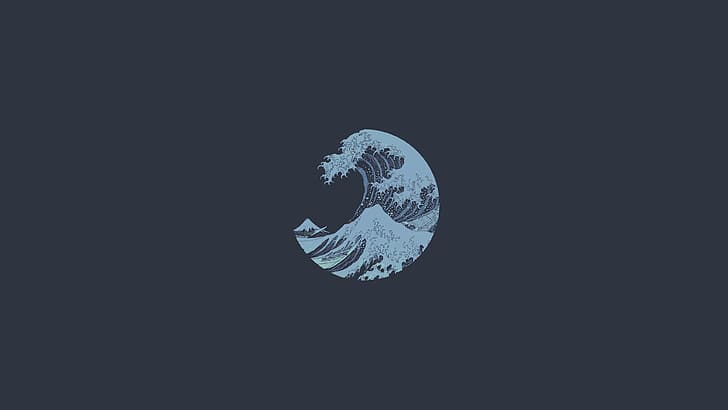The Great Wave off Kanagawa, Japan, waves, minimalism
