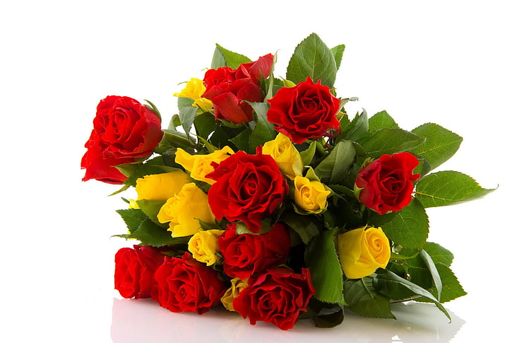 red and yellow flower bouquet, rose, rose - Flower, nature, love, HD wallpaper