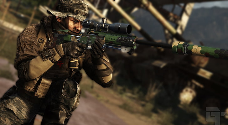 Sniper JNG-90, man holding assault rifle digital wallpaper, Games