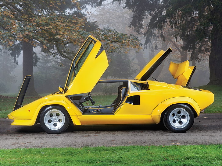 Lamborghini Countach, classic car, yellow cars, mode of transportation, HD wallpaper