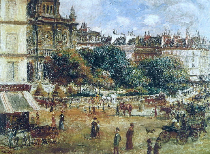 picture, the urban landscape, Pierre Auguste Renoir, The place de La trinité. Paris, HD wallpaper