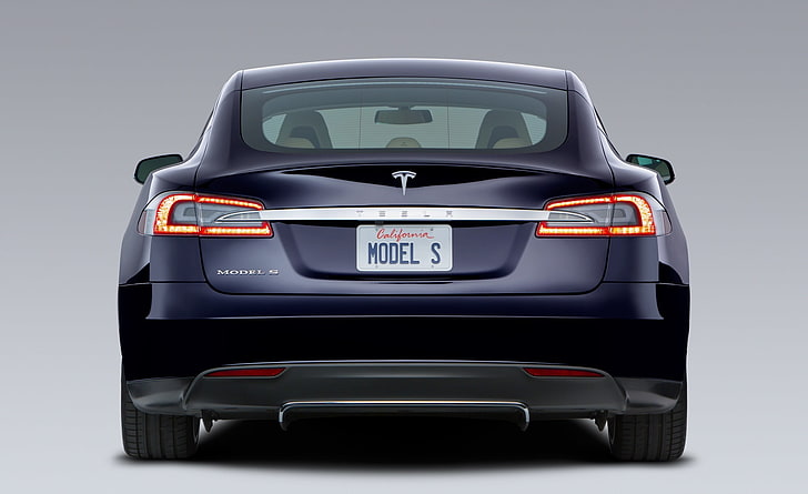Tesla Model S in Blue, Rear, Cars, Other Cars, mode of transportation, HD wallpaper