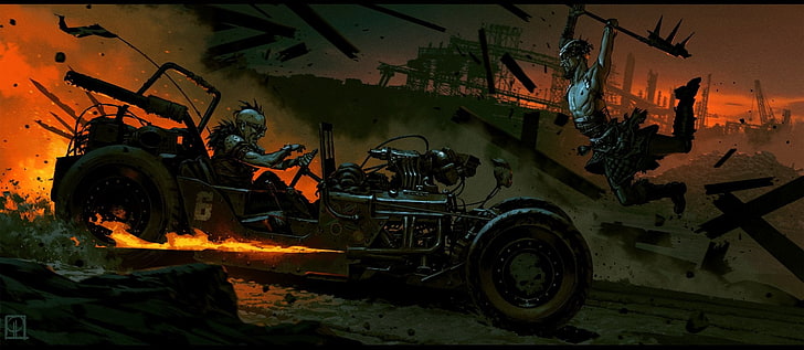 artwork, Mad Max: Fury Road, apocalyptic, transportation, mode of transportation, HD wallpaper