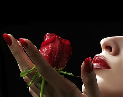 HD wallpaper: Rose & Lips, red rose flower, Girls, beautiful, hot, human  body part | Wallpaper Flare