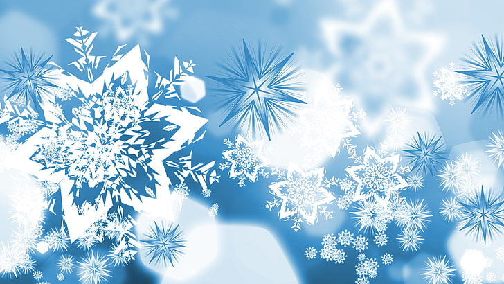 snowflakes illustration, vector, blue, winter, cold temperature, HD wallpaper