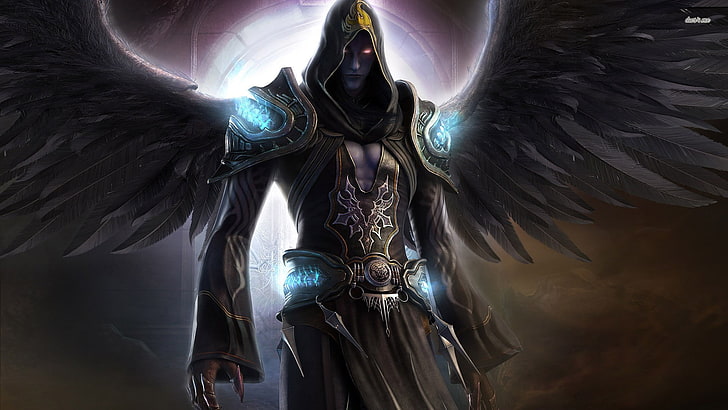 devil angel digital wallpaper, Dark Angel, wings, dark fantasy