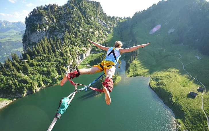 sky, jumping, bungee