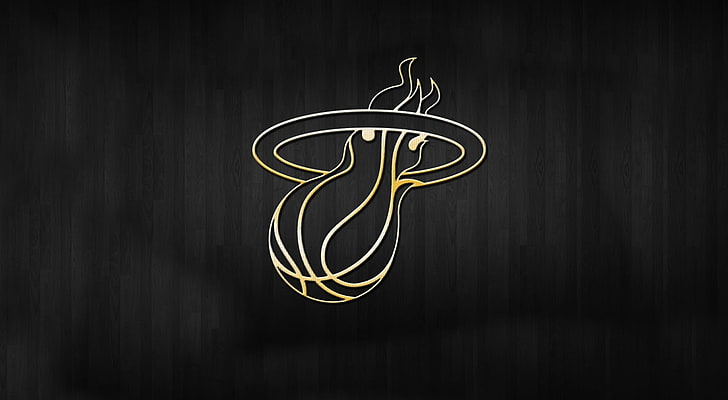 Miami Heat logo, Background, Gold, NBA, indoors, studio shot