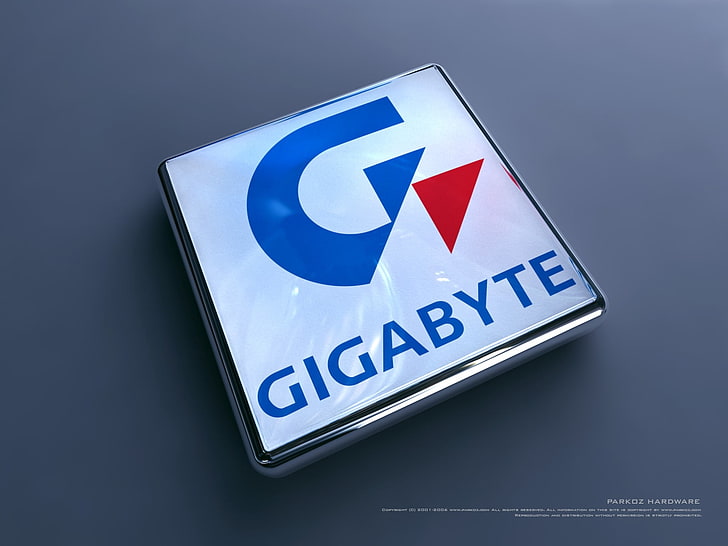 HD wallpaper: Gigabyte logo, logotype, symbol, sign, blue, studio shot,  communication | Wallpaper Flare
