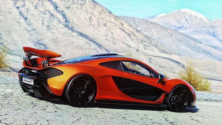car, McLaren P1, mode of transportation, mountain, land vehicle, HD wallpaper