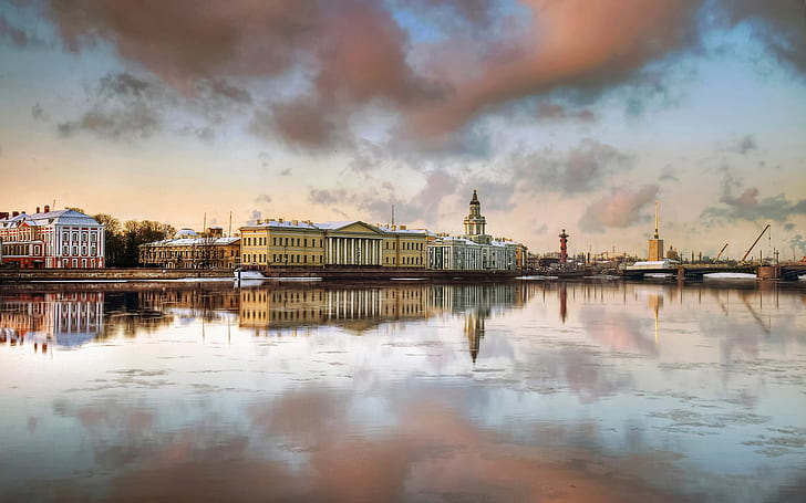Saint-Petersburg, houses, river, HD wallpaper
