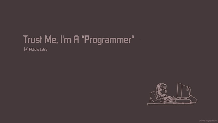 trust me, im a programmer text overlay, humor, programmers, monkey, HD wallpaper
