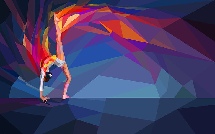 artwork, painting, digital art, ballet, low poly, gymnastics, HD wallpaper