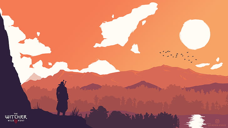 The Witcher, The Witcher 3: Wild Hunt, Geralt of Riva, minimalism, HD wallpaper