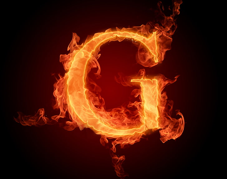 flaming letter-G wallpaper, fire, flame, alphabet, Litera, latinika, HD wallpaper