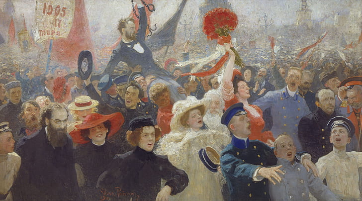 oil, Canvas, 1907—1911, Ilya REPIN, a bouquet of red flowers, HD wallpaper