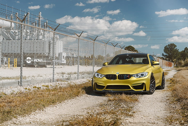 BMW, M4, BMW M4, ADV.1, ADV.1 Wheels, Austin Yellow, transportation, HD wallpaper