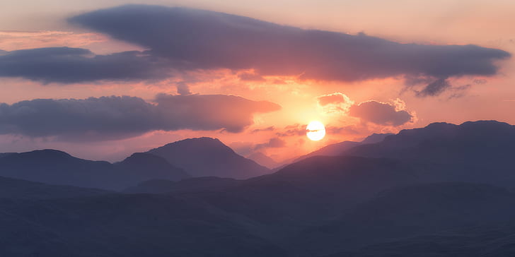 fog mountain during sunrise, Trossachs, Sunset, Scotland, Loch Lomond, HD wallpaper