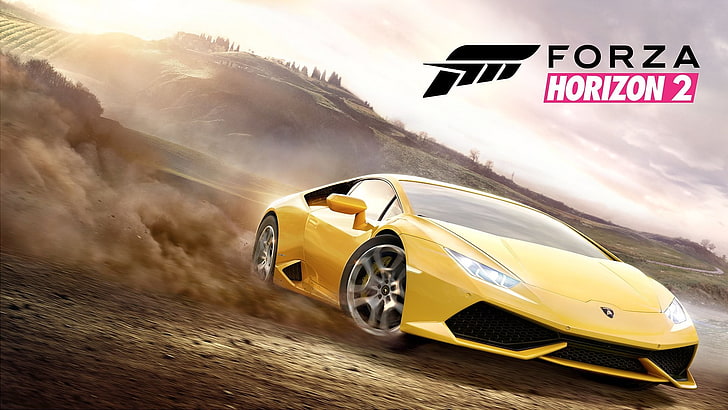 yellow Forza Horizon 2, video games, Lamborghini Huracan, yellow cars, HD wallpaper