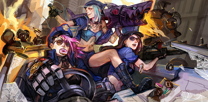 Caitlyn, Jinx (League Of Legends), Vi, group of people, adult, HD wallpaper
