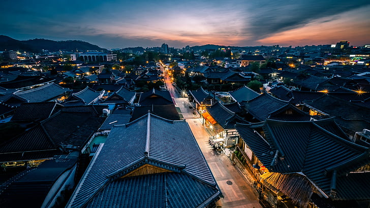 South Korea, Sunset, Jeonju, HD wallpaper